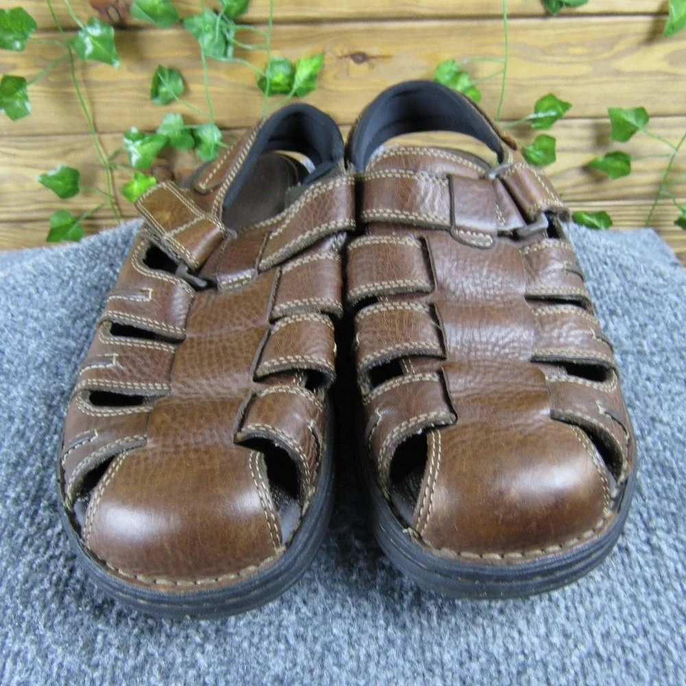 Nunn Bush Mens 10 Brown Leather‎ Fisherman Sandal Adjustable Strap Casual Shoe